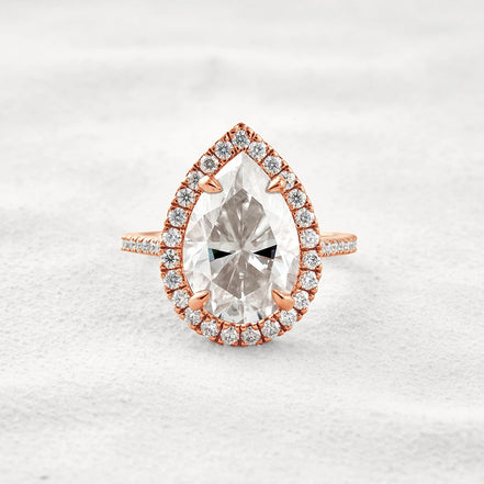 Moissanite Pear Cut Hidden Accent Fancy Engagement Ring