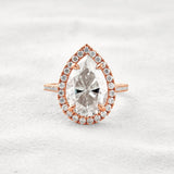 Moissanite Pear Cut Hidden Accent Fancy Engagement Ring