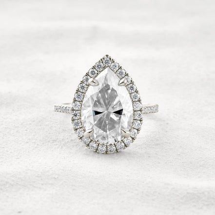 Moissanite Pear Cut Hidden Accent Fancy Engagement Ring