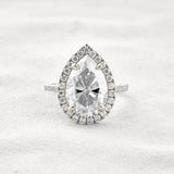 Moissanite Pear Cut Hidden Accent Fancy Engagement Ring
