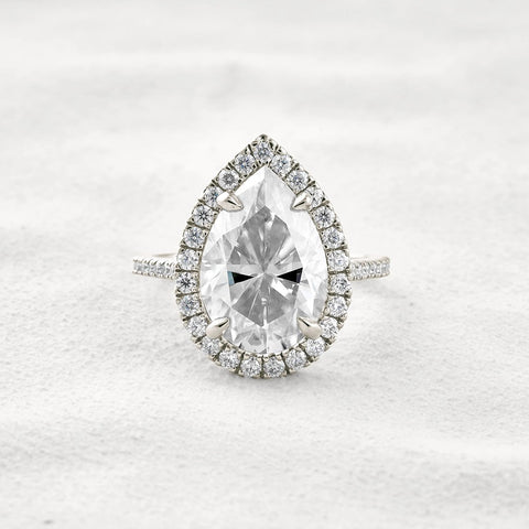 Moissanite Pear Cut Hidden Accent Fancy Engagement Ring