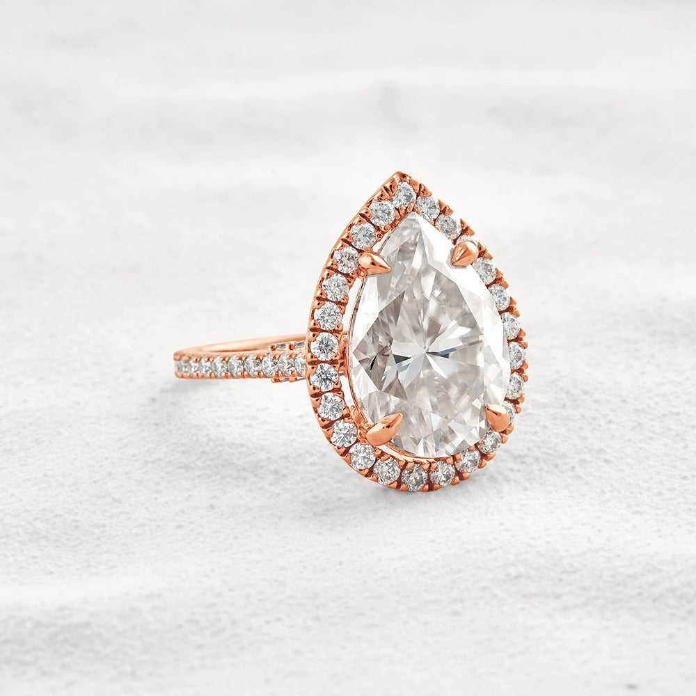 Moissanite Pear Cut Hidden Accent Fancy Engagement Ring