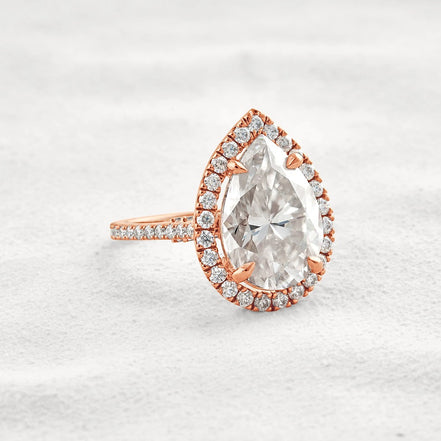 Moissanite Pear Cut Hidden Accent Fancy Engagement Ring