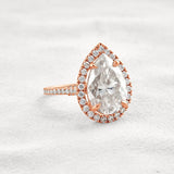 Moissanite Pear Cut Hidden Accent Fancy Engagement Ring