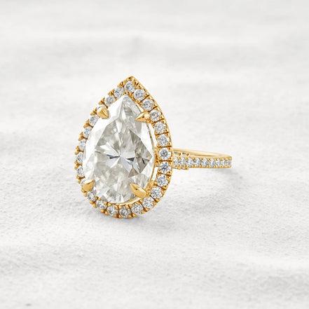 Moissanite Pear Cut Hidden Accent Fancy Engagement Ring