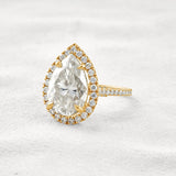Moissanite Pear Cut Hidden Accent Fancy Engagement Ring