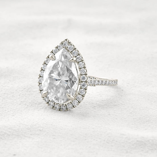 Moissanite Pear Cut Hidden Accent Fancy Engagement Ring