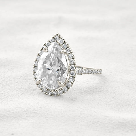 Moissanite Pear Cut Hidden Accent Fancy Engagement Ring