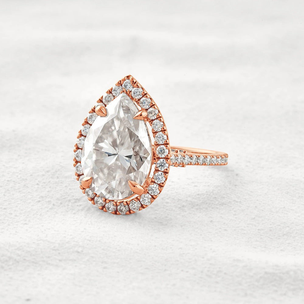 Moissanite Pear Cut Hidden Accent Fancy Engagement Ring