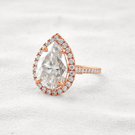 Moissanite Pear Cut Hidden Accent Fancy Engagement Ring