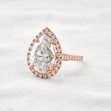 Moissanite Pear Cut Hidden Accent Fancy Engagement Ring