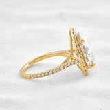 Moissanite Pear Cut Hidden Accent Fancy Engagement Ring