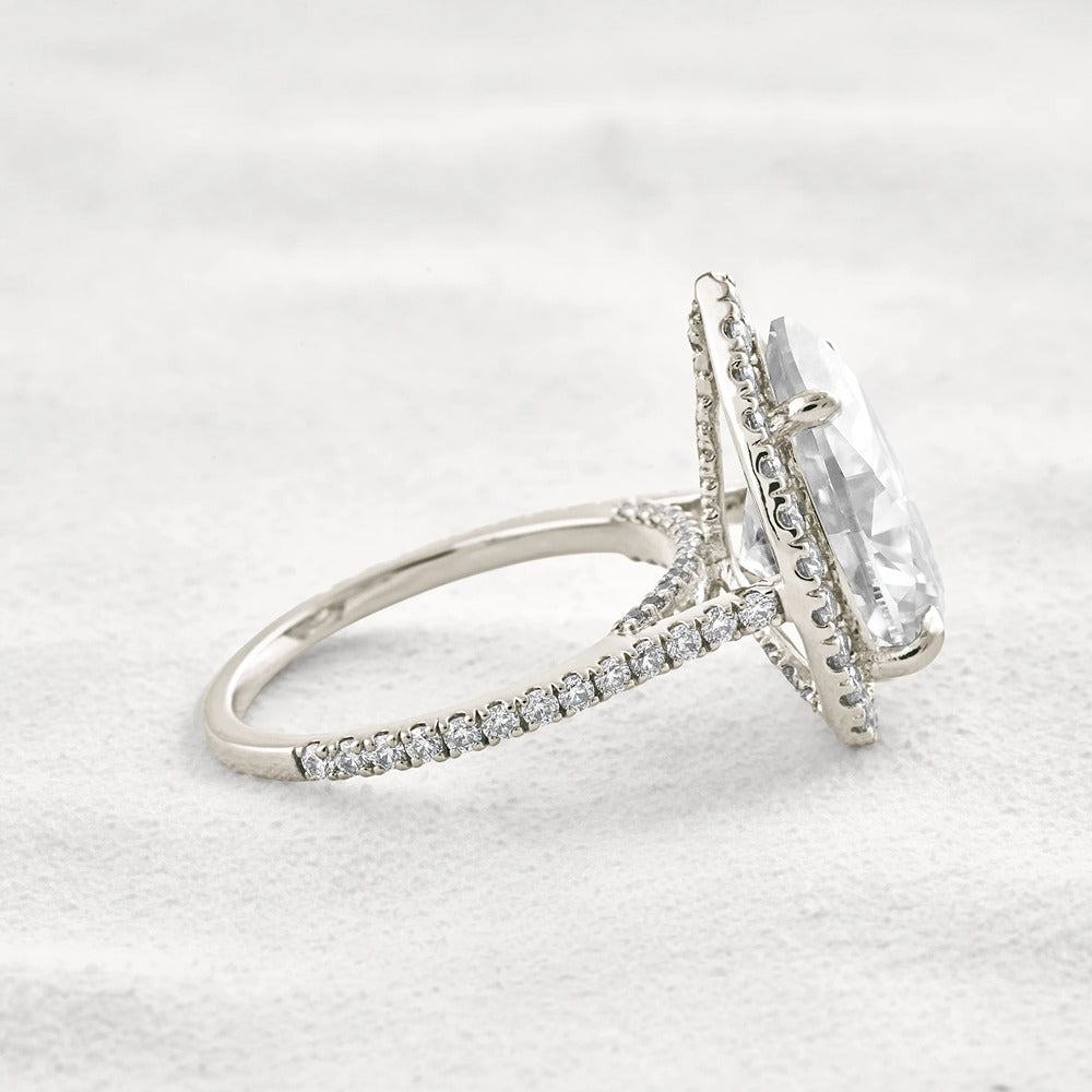 Moissanite Pear Cut Hidden Accent Fancy Engagement Ring