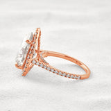 Moissanite Pear Cut Hidden Accent Fancy Engagement Ring
