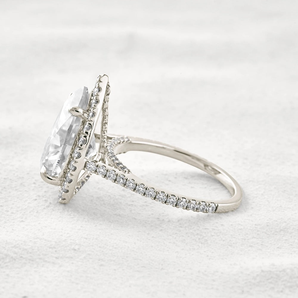 Moissanite Pear Cut Hidden Accent Fancy Engagement Ring