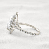 Moissanite Pear Cut Hidden Accent Fancy Engagement Ring