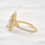 Moissanite Pear Cut Hidden Accent Fancy Engagement Ring