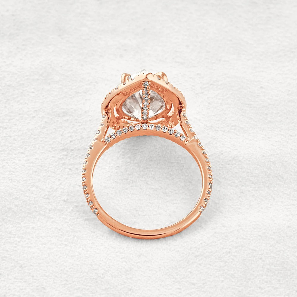 Moissanite Pear Cut Hidden Accent Fancy Engagement Ring