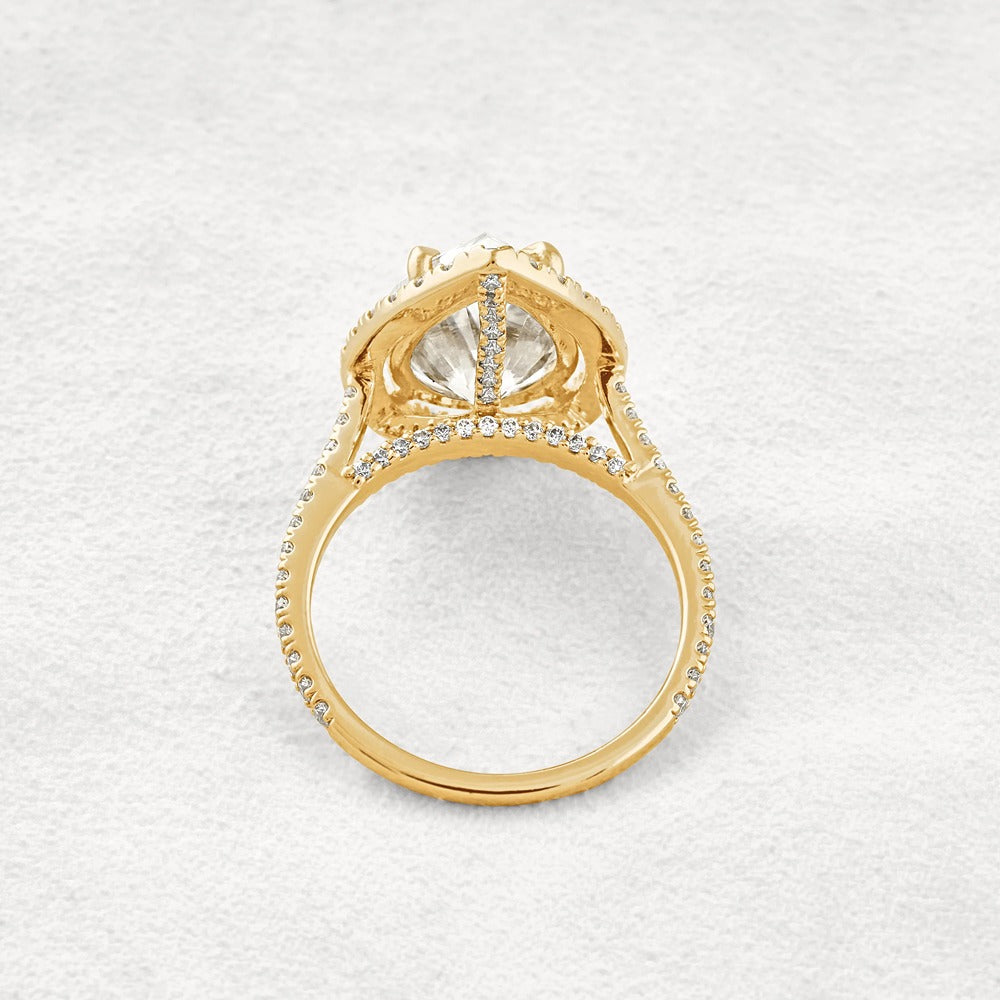 Moissanite Pear Cut Hidden Accent Fancy Engagement Ring