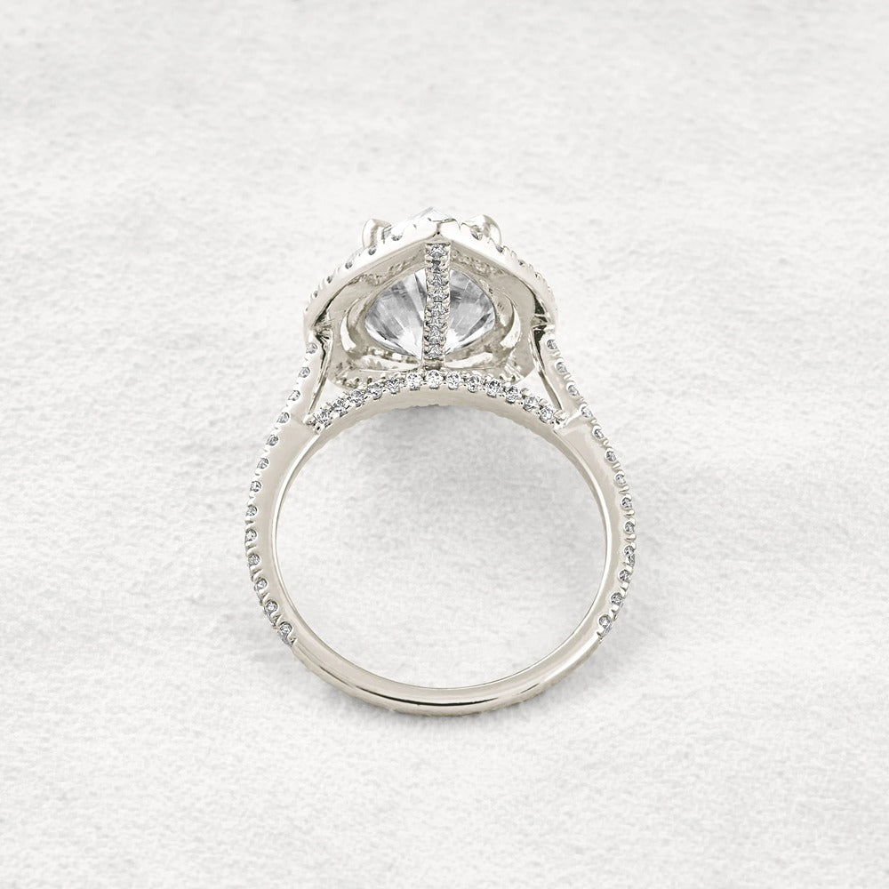 Moissanite Pear Cut Hidden Accent Fancy Engagement Ring