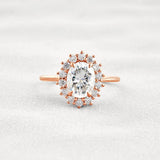 VVS1 Clarity Moissanite Oval Cut Vintage Halo Weeding Ring