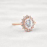 VVS1 Clarity Moissanite Oval Cut Vintage Halo Weeding Ring