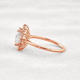 VVS1 Clarity Moissanite Oval Cut Vintage Halo Weeding Ring
