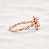 Oval Cut Floral Halo Moissanite Engagement Ring