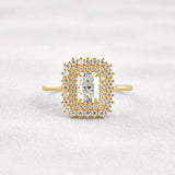 Radiant Cut Double Halo Moissnaite Engagement Wedding Ring