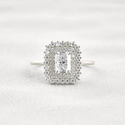 Radiant Cut Double Halo Moissnaite Engagement Wedding Ring