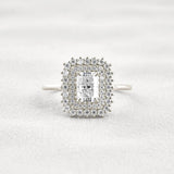 Radiant Cut Double Halo Moissnaite Engagement Wedding Ring