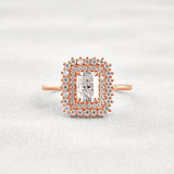 Radiant Cut Double Halo Moissnaite Engagement Wedding Ring