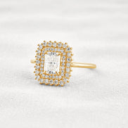 Radiant Cut Double Halo Moissnaite Engagement Wedding Ring