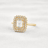 Radiant Cut Double Halo Moissnaite Engagement Wedding Ring
