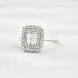 Radiant Cut Double Halo Moissnaite Engagement Wedding Ring