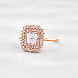 Radiant Cut Double Halo Moissnaite Engagement Wedding Ring