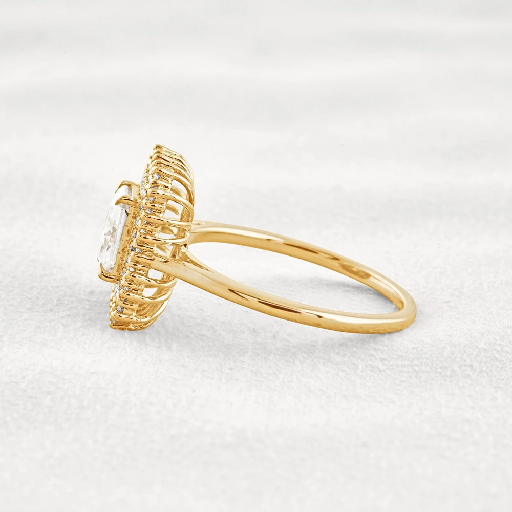Radiant Cut Double Halo Moissnaite Engagement Wedding Ring