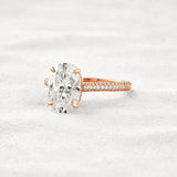 Hidden Accent & Pave Set Oval Cut Moissanite Wedding Ring
