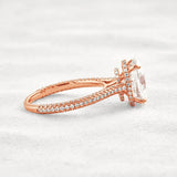 Hidden Accent & Pave Set Oval Cut Moissanite Wedding Ring