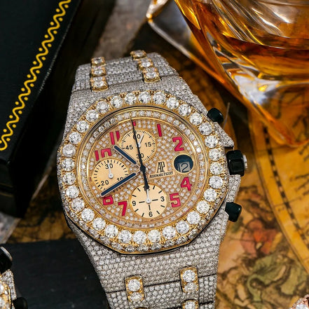 Iced Out Dual Tone Royal Oak Moissanite Luxury Watch