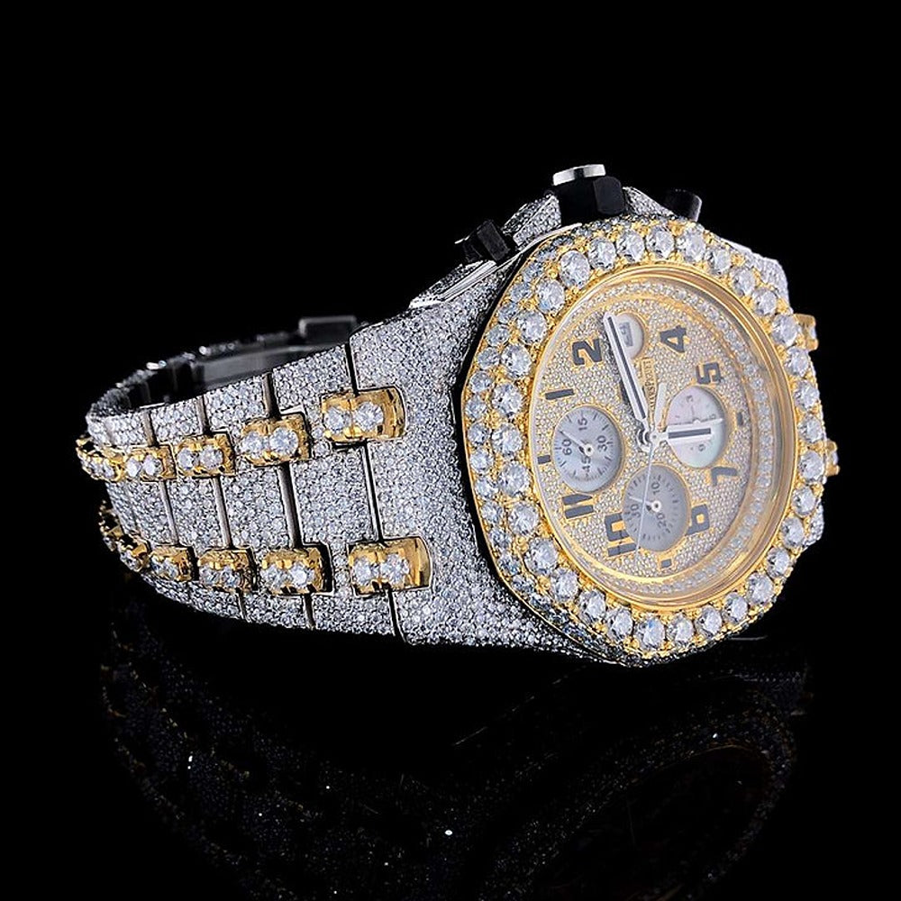 Moissanite Dual Tone Luxury Iced Out Men's Watch
