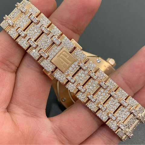 Stainless Steel Moissanite Iced Out Automatic Watch Gift For Men's