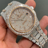 Moissanite Iced Out Royal Lock Dual Tone Automatic Hip Hop Watch