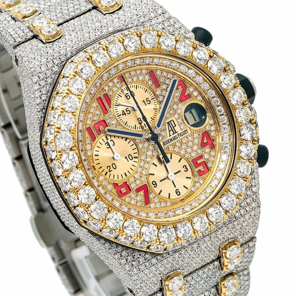 Iced Out Dual Tone Royal Oak Moissanite Luxury Watch