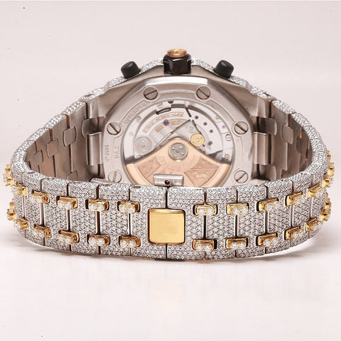 Iced Out Moissanite Dual Tone Hip Hop Watch Gift For Men