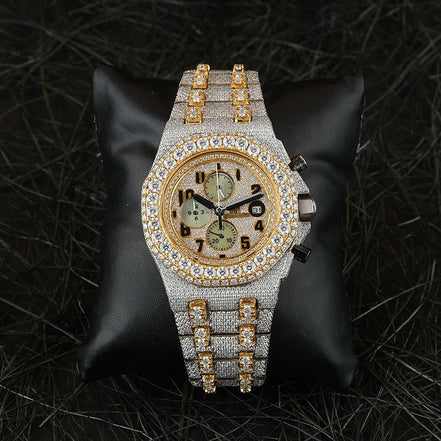 Moissanite Dual Tone Luxury Iced Out Men's Watch