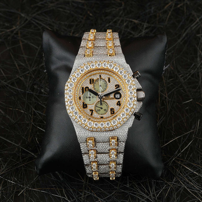 Moissanite Dual Tone Luxury Iced Out Men's Watch
