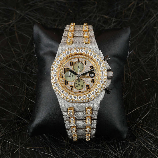 Moissanite Dual Tone Luxury Iced Out Men's Watch