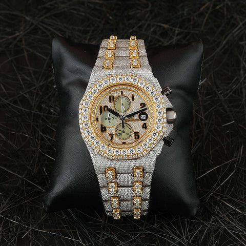 Moissanite Dual Tone Luxury Iced Out Men's Watch