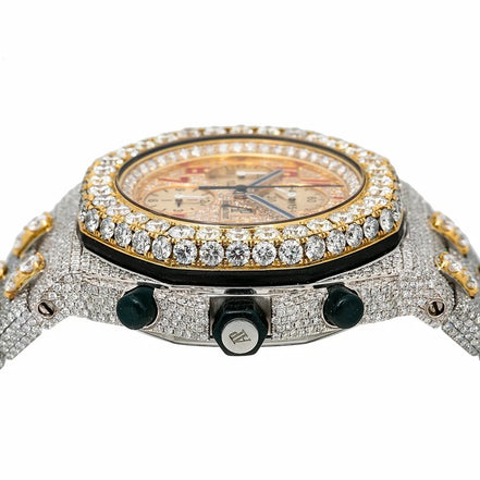 Iced Out Dual Tone Royal Oak Moissanite Luxury Watch